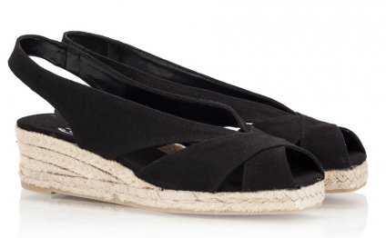 DUNIA Black canvas mid wedge