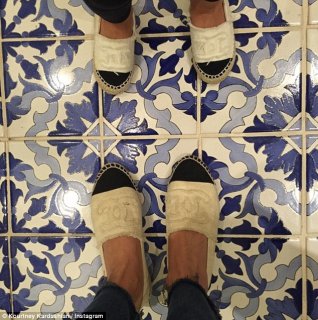 costly style: Kourtney Kardashian sported matching Chanel espadrilles together with her two-year-old daughter Penelope, as noticed in an image Instagrammed on Tuesday